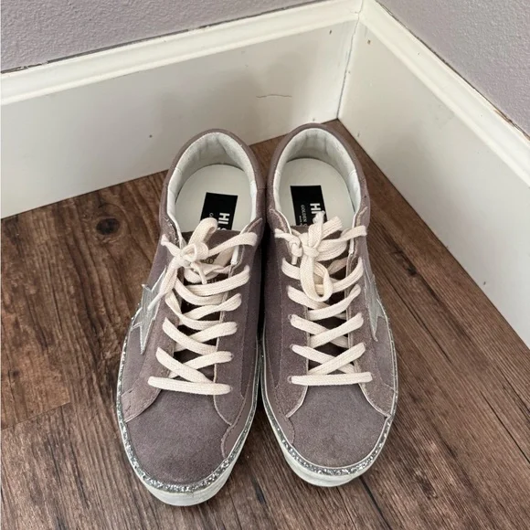 Golden Goose Hi Star Suede Upper Laminated Star Leather Heel Glitter Sneakers - Picture 5 of 10